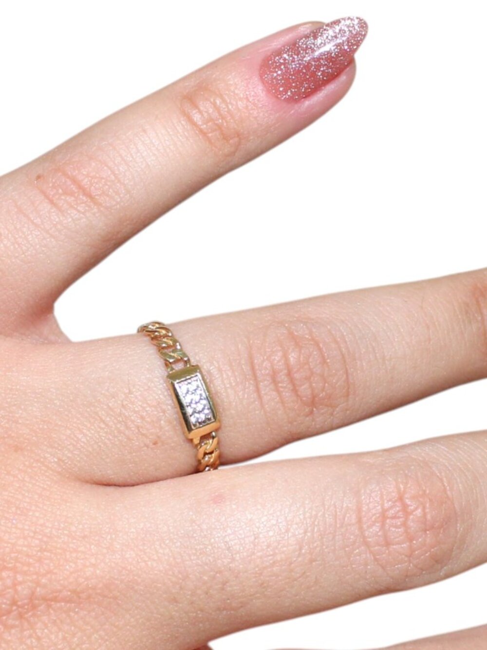 14k Solid Gold Stacking Chain Ring 1.37 Grams Size 8.5 - Picture 2 of 9